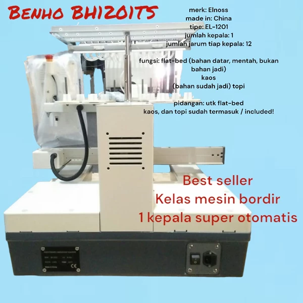 mesin bordir komputer otomatis 12 jarum 1 kepala - merk Benho model BH1201 TS