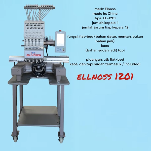 mesin bordir komputer otomatis 12 jarum 1 kepala - merk Elnoss model EL1201