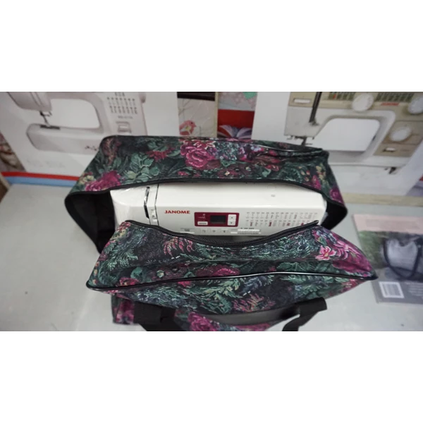 mesin jahit janome/carry case sewing machine janome - motif bunga-bunga